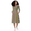 Pride Rainbow Plaid All-Over Print Long Sleeve Midi Dress